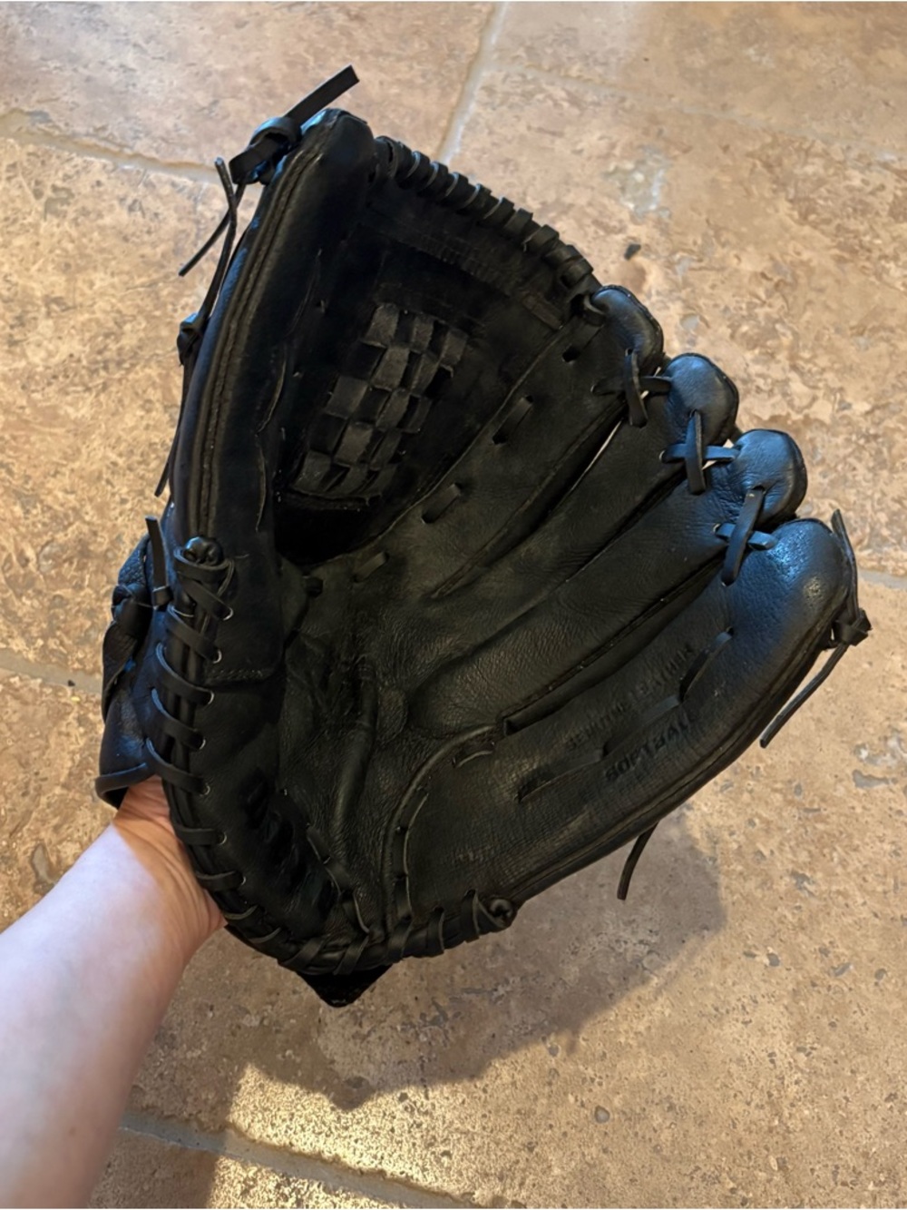 Wilson Black Leather Softball Glove with Yellow Accents 14” A2444 RHT - Picture 7 of 11